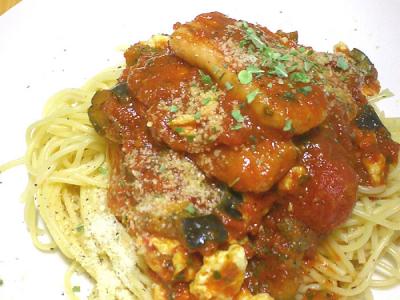 チキンリンクスでトマトパスタ