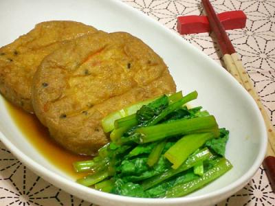 がんもどきと小松菜の炊き合わせ